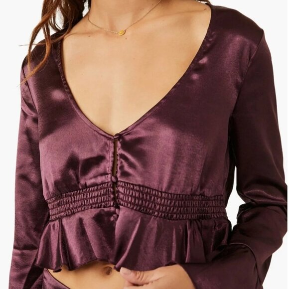 NWT Free People Intimately Free Chasing Love Satin Crop Top Size Medium - Picture 2 of 7